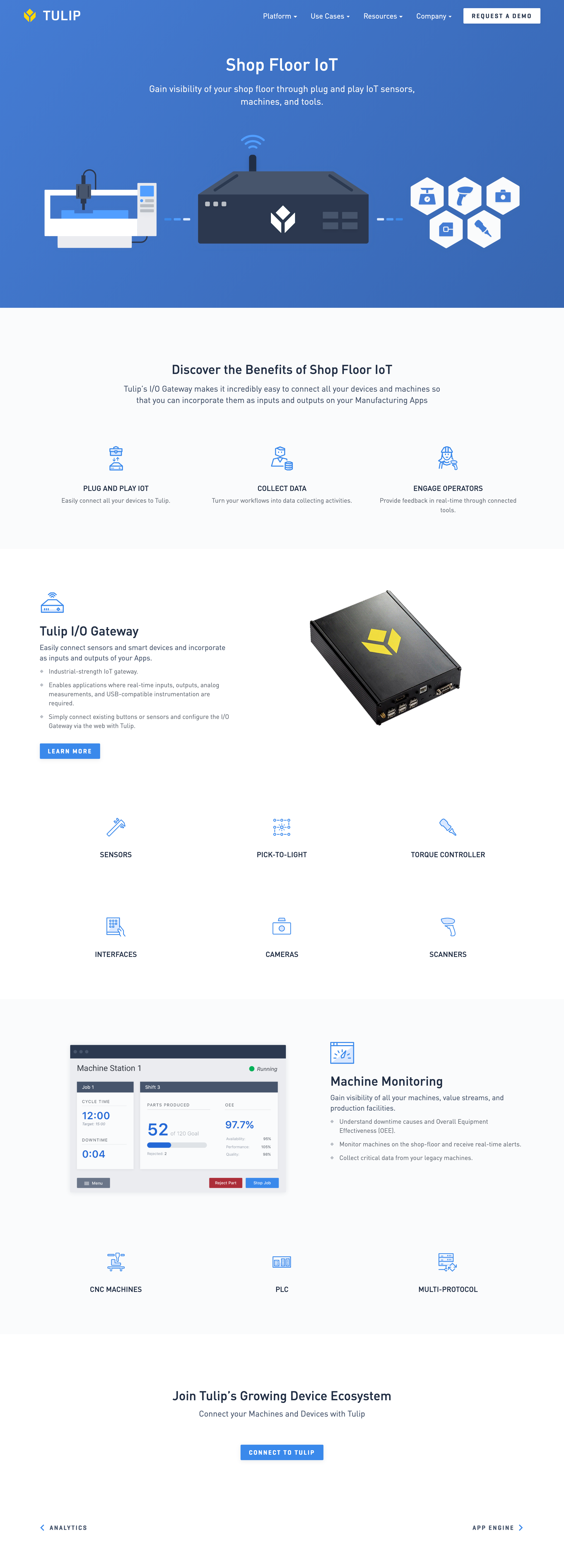 Tulip Website Shop Floor IoT